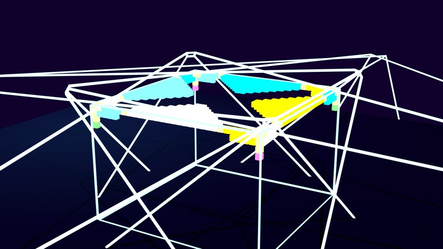 3D-макет цифрового додзё: 4 камеры по углам зала и зоны покрытия